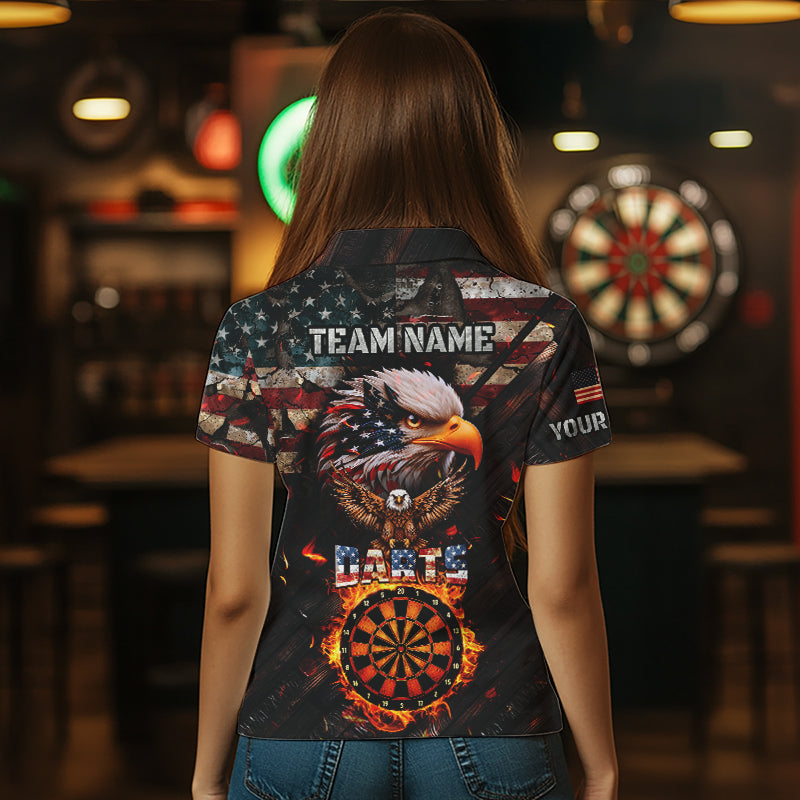 American Flag 3D Dartboard Fire Flame Custom Eagle Darts Shirt For Women, Patriotic Darts Team Jersey TDM1828