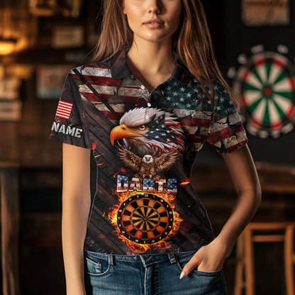 American Flag 3D Dartboard Fire Flame Custom Eagle Darts Shirt For Women, Patriotic Darts Team Jersey TDM1828