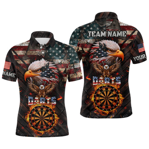 American Flag 3D Dartboard Fire Flame Custom Eagle Darts Shirt For Men, Patriotic Darts Team Jersey TDM1828