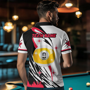 Personalized Billiard 8 Ball & 9 Ball Pool Shirts For Men Custom Billiard Team Jerseys | Red TDM3431