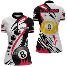 Load image into Gallery viewer, Personalized Billiard 8 Ball &amp; 9 Ball Pool Shirts For Women Custom Billiard Team Jerseys | Red TDM3431