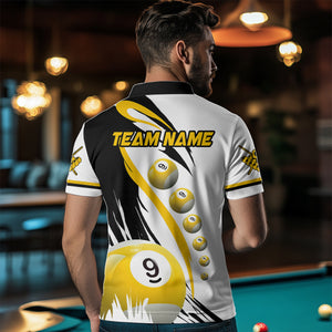 Personalized Billiard 8 Ball & 9 Ball Pool Shirts For Men Custom Billiard Team Jerseys | Yellow TDM3432