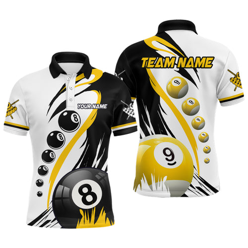 Personalized Billiard 8 Ball & 9 Ball Pool Shirts For Men Custom Billiard Team Jerseys | Yellow TDM3432