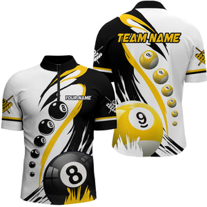 Personalized Billiard 8 Ball & 9 Ball Pool Shirts For Men Custom Billiard Team Jerseys | Yellow TDM3432