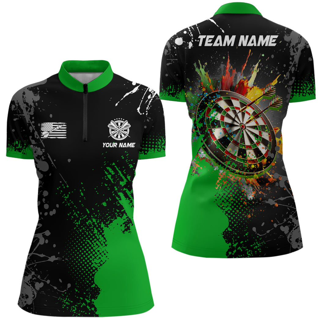Personalized Paint Red 3D Dartboard Women Quarter-Zip Shirts Custom Darts Jerseys Attire TDM1249
