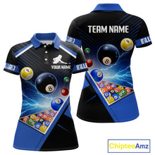 Load image into Gallery viewer, Customized Blue Thunder Lightning Strike Billiard Shirt For Women, Billiard Team Shirt Pool Jerseys TDM4009