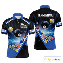 Load image into Gallery viewer, Customized Blue Thunder Lightning Strike Billiard Shirt For Men, Billiard Team Shirt Pool Jerseys TDM4009