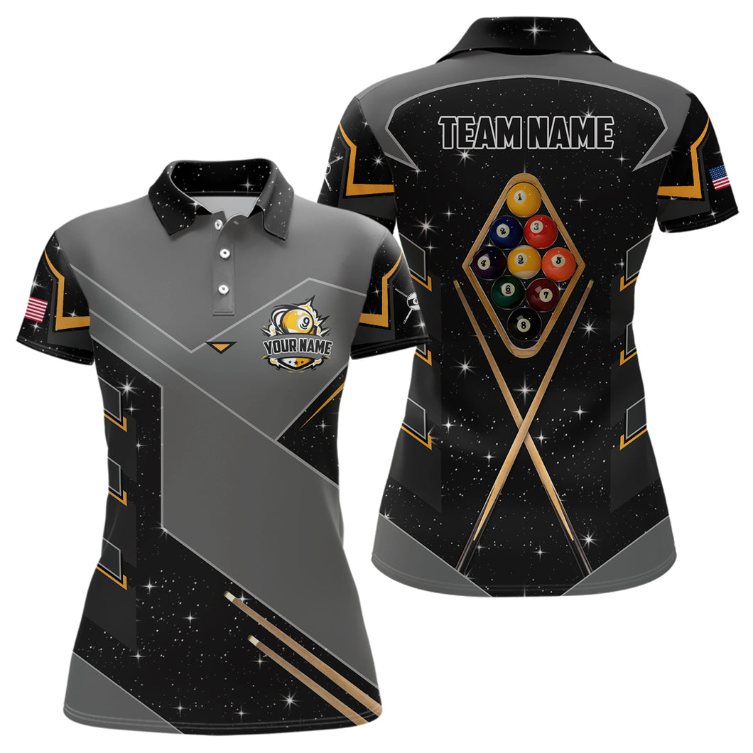 Personalized 9 Ball Pool Billiard Polo Shirts For Women Custom 9 Ball Billiards Attire Jerseys  TDM0589