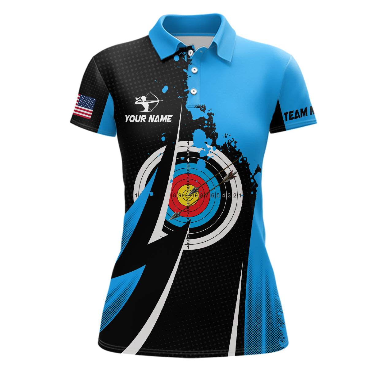 Personalized Blue Jerseys Archery Mode Polo Shirts For Women Custom Archery Jerseys Team Shirts TDM0421
