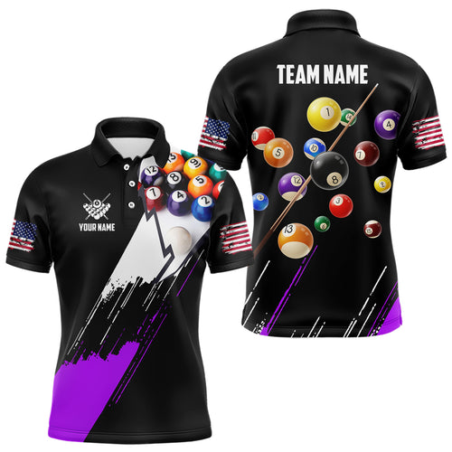 Personalized Black Purple 3D Pool Balls Billiard Shirts For Men Custom Team 8 Ball Billiard Jerseys TDM3576