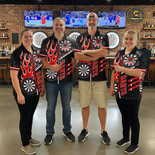 Load image into Gallery viewer, Black And Red Flaming Smoke Darts Shirt For Women Custom Darts Jersey Team Polo &amp; 1/4 Zip TDM6095