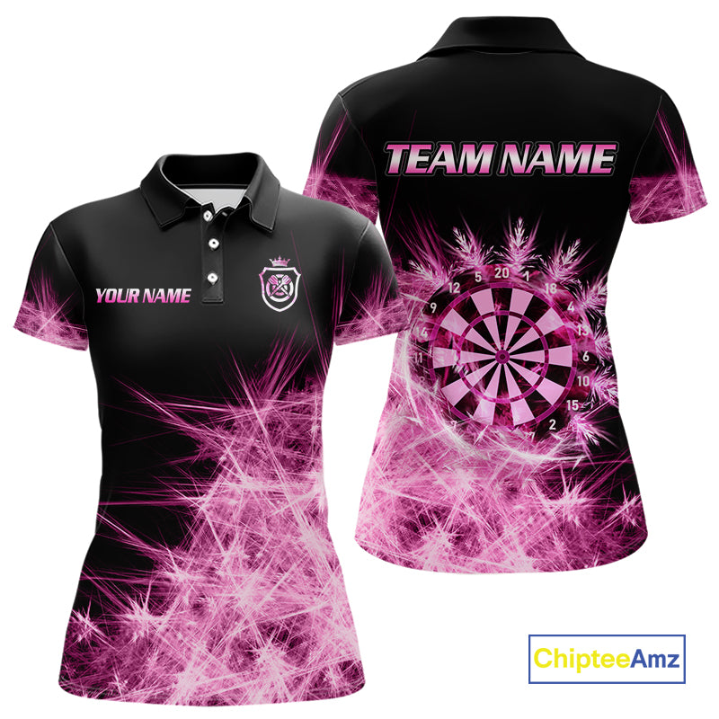 Pink Icy Light Darts Polo & Quarter Zip Shirts For Women Custom Dart Shirts For Team Darts Jerseys TDM7270