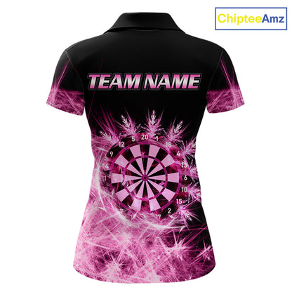 Pink Icy Light Darts Polo & Quarter Zip Shirts For Women Custom Dart Shirts For Team Darts Jerseys TDM7270