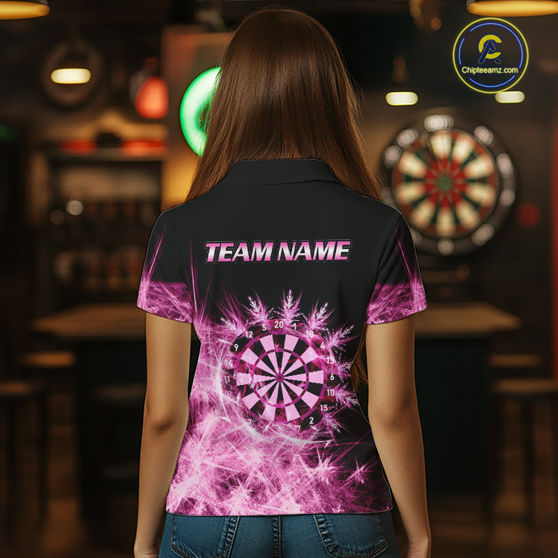 Pink Icy Light Darts Polo & Quarter Zip Shirts For Women Custom Dart Shirts For Team Darts Jerseys TDM7270