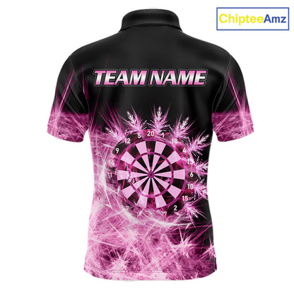 Pink Icy Light Darts Polo & Quarter Zip Shirts For Men Custom Dart Shirts For Team Darts Jerseys TDM7270