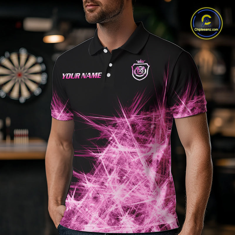 Pink Icy Light Darts Polo & Quarter Zip Shirts For Men Custom Dart Shirts For Team Darts Jerseys TDM7270