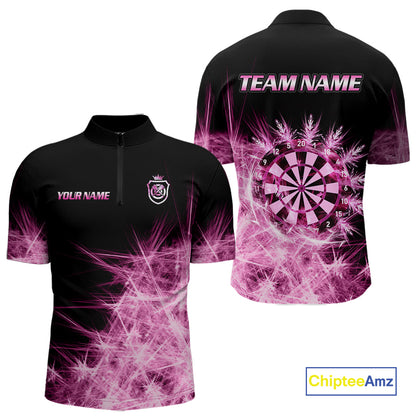 Pink Icy Light Darts Polo & Quarter Zip Shirts For Men Custom Dart Shirts For Team Darts Jerseys TDM7270