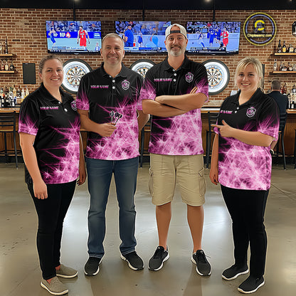 Pink Icy Light Darts Polo & Quarter Zip Shirts For Men Custom Dart Shirts For Team Darts Jerseys TDM7270