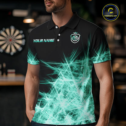 Teal Icy Light Darts Polo & Quarter Zip Shirts For Men Custom Dart Shirts For Team Darts Jerseys TDM7271
