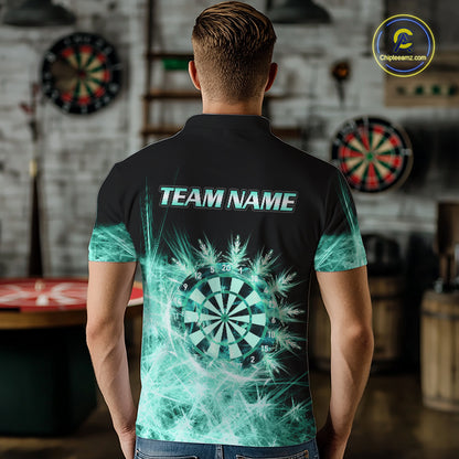 Teal Icy Light Darts Polo & Quarter Zip Shirts For Men Custom Dart Shirts For Team Darts Jerseys TDM7271