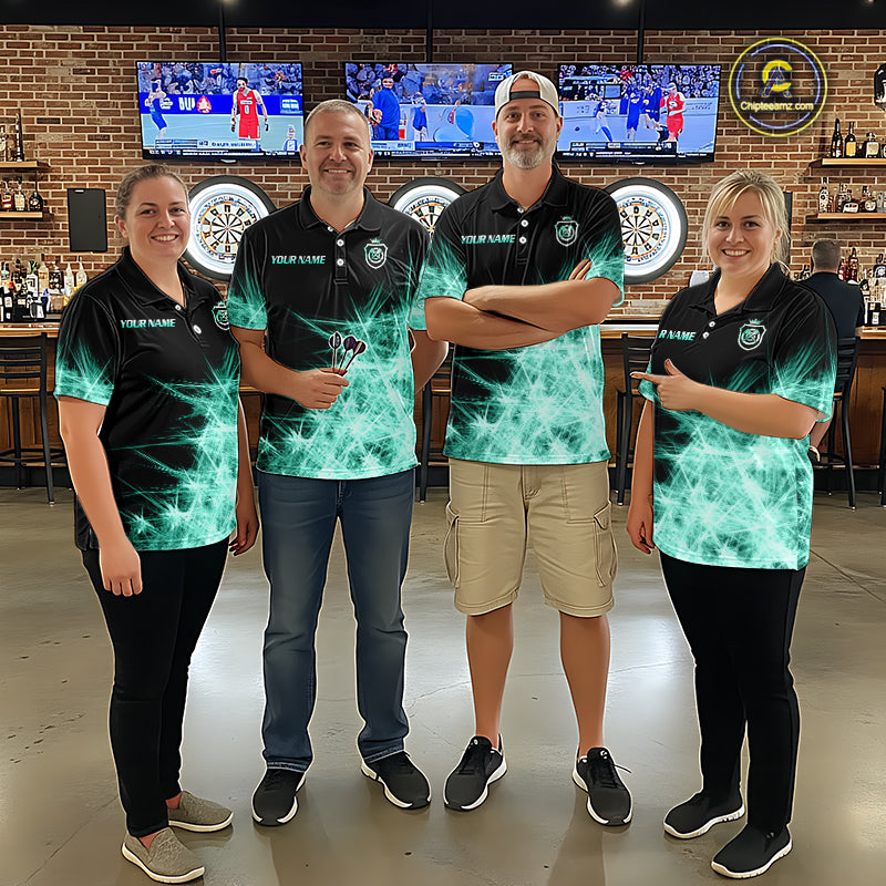 Teal Icy Light Darts Polo & Quarter Zip Shirts For Men Custom Dart Shirts For Team Darts Jerseys TDM7271