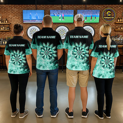 Teal Icy Light Darts Polo & Quarter Zip Shirts For Men Custom Dart Shirts For Team Darts Jerseys TDM7271