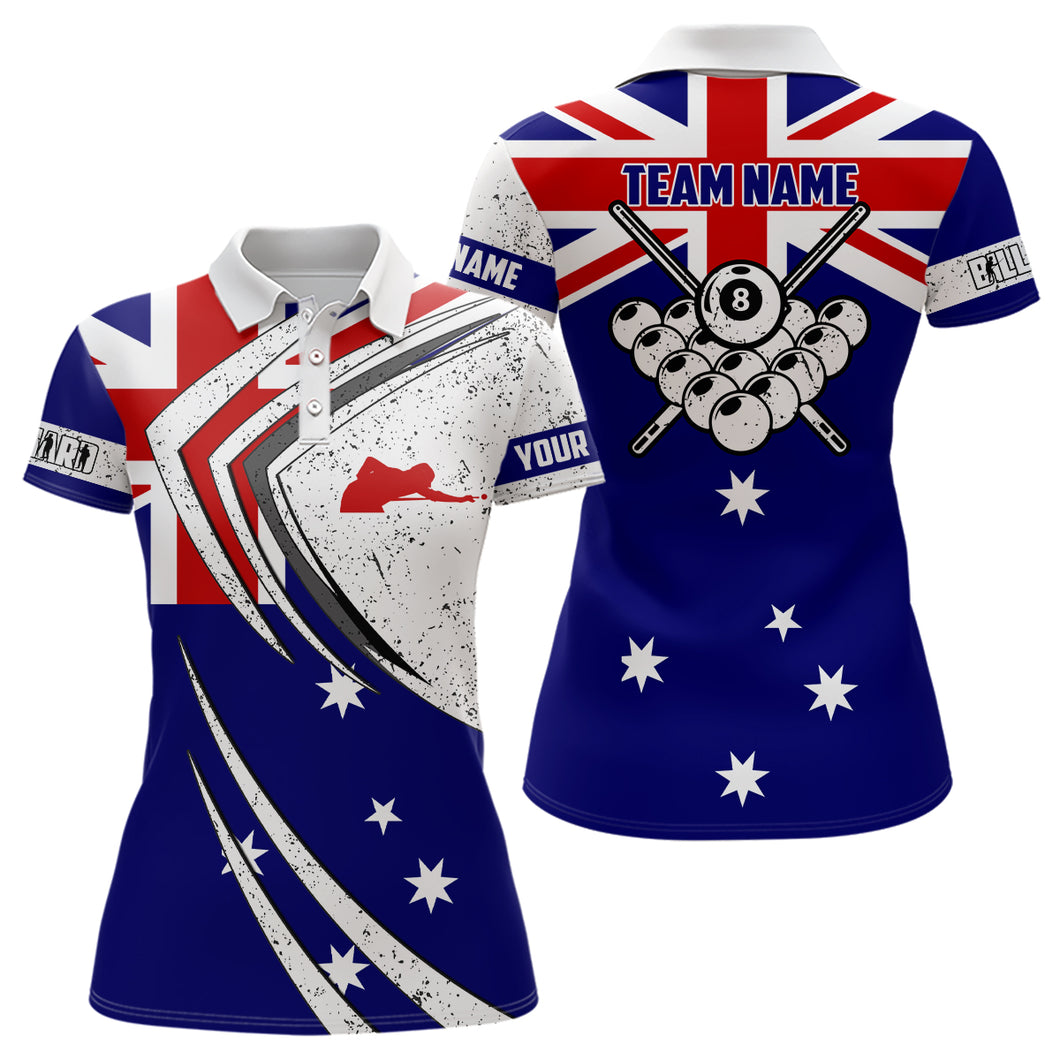 Personalized Billiard Balls Australia Flag Women Polo Shirts Custom Patriotic Billiard Player Outfit TDM0596