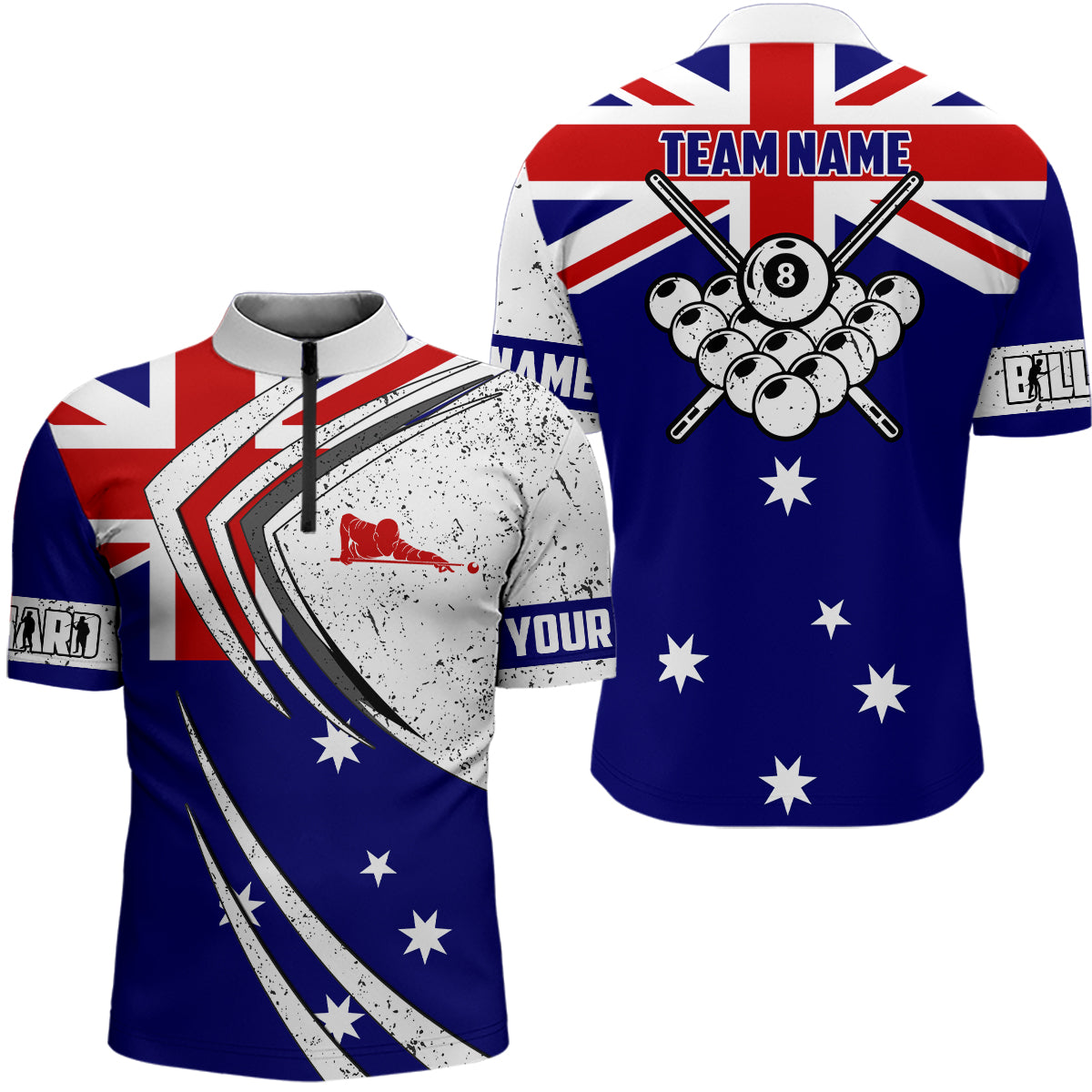 Personalized Billiard Balls Australia Flag Men Quarter-Zip Shirts, Billiard Player Outfit TDM0596
