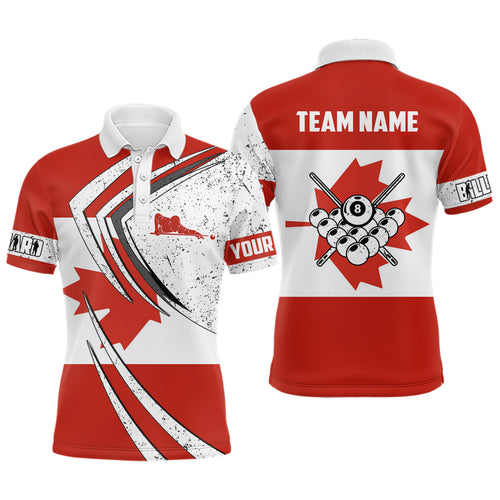 Personalized Billiard Balls Canada Flag Men Polo Shirts Custom Patriotic Billiard Player Outfit TDM0597