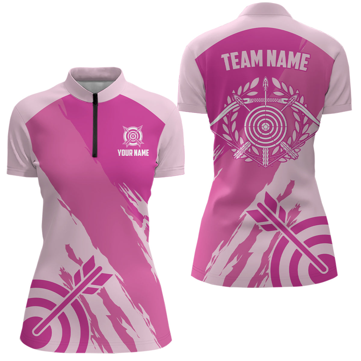 Personalized Pink Jerseys Archery Women Quarter-Zip Shirts Custom Archery Jerseys Shirts TDM0601