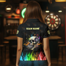 Load image into Gallery viewer, Personalized Funny 3D Darts Skull Colorful Fire Darts Polo Shirts For Women Custom Dart Team Jerseys TDM1261