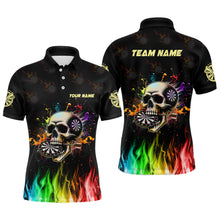Load image into Gallery viewer, Personalized Funny 3D Darts Skull Colorful Fire Darts Polo Shirts For Men Custom Dart Team Jerseys TDM1261