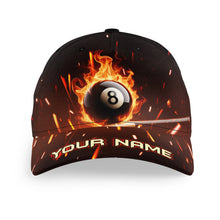 Load image into Gallery viewer, Personalized Flaming 8 Ball Pool 3D Printed Billiard Baseball Caps Custom Name Top Hat Billiards TDM1468