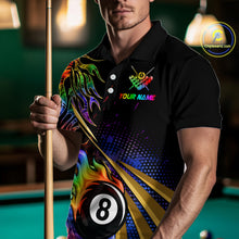 Load image into Gallery viewer, Personalized Colorful Flame 8 Ball Billiard Shirt For Men Custom Pool Team Jerseys Polo &amp; 1/4 Zip TDM4214