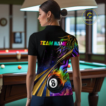 Load image into Gallery viewer, Personalized Colorful Flame 8 Ball Billiard Shirt For Women Custom Pool Team Jerseys Polo &amp; 1/4 Zip TDM4214
