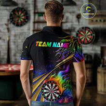 Load image into Gallery viewer, Personalized Colorful Flame Darts Shirt For Men Custom Darts League Team Jerseys Polo &amp; 1/4 Zip TDM4215