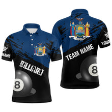 Load image into Gallery viewer, Personalized Grunge New York Flag 8 Ball Billiard Shirts For Men Custom Patriotic Billiard Jerseys TDM2045