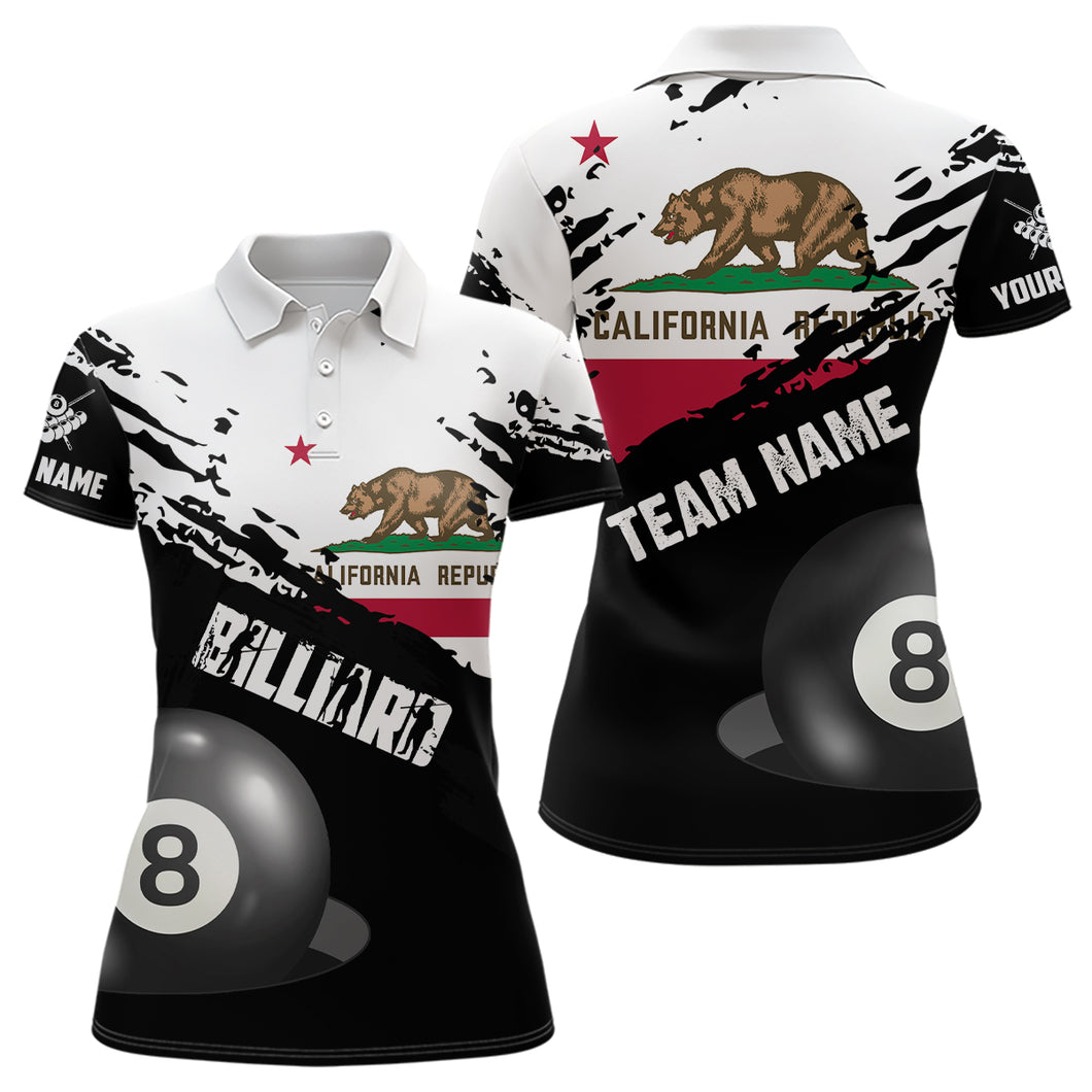 Personalized Grunge California Flag 8 Ball Billiard Shirts For Women Custom Patriotic Billiard Jersey TDM2046