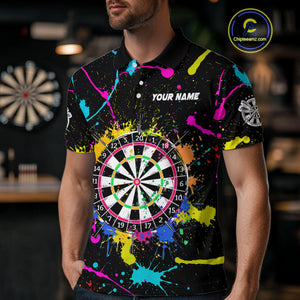Funny Colorful Paint Darts Jersey For Men Custom Polo & Quarter Zip Darts Team Shirts Outfit TDM4602