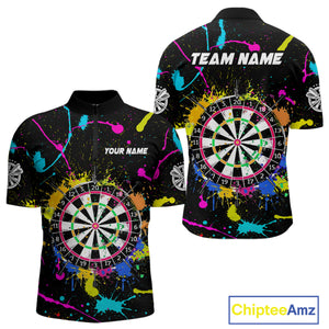 Funny Colorful Paint Darts Jersey For Men Custom Polo & Quarter Zip Darts Team Shirts Outfit TDM4602