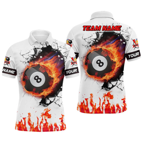 Flaming 8 Ball Billiard Customized Polo Shirts For Men, Personalized Billiard Gift Idea For Player TDM0132