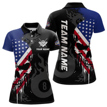 Load image into Gallery viewer, Grunge American Flag Skull 8 Ball Pool Custom Women Billiard Shirts, Patriotic Billiard Team Jerseys  TDM3249