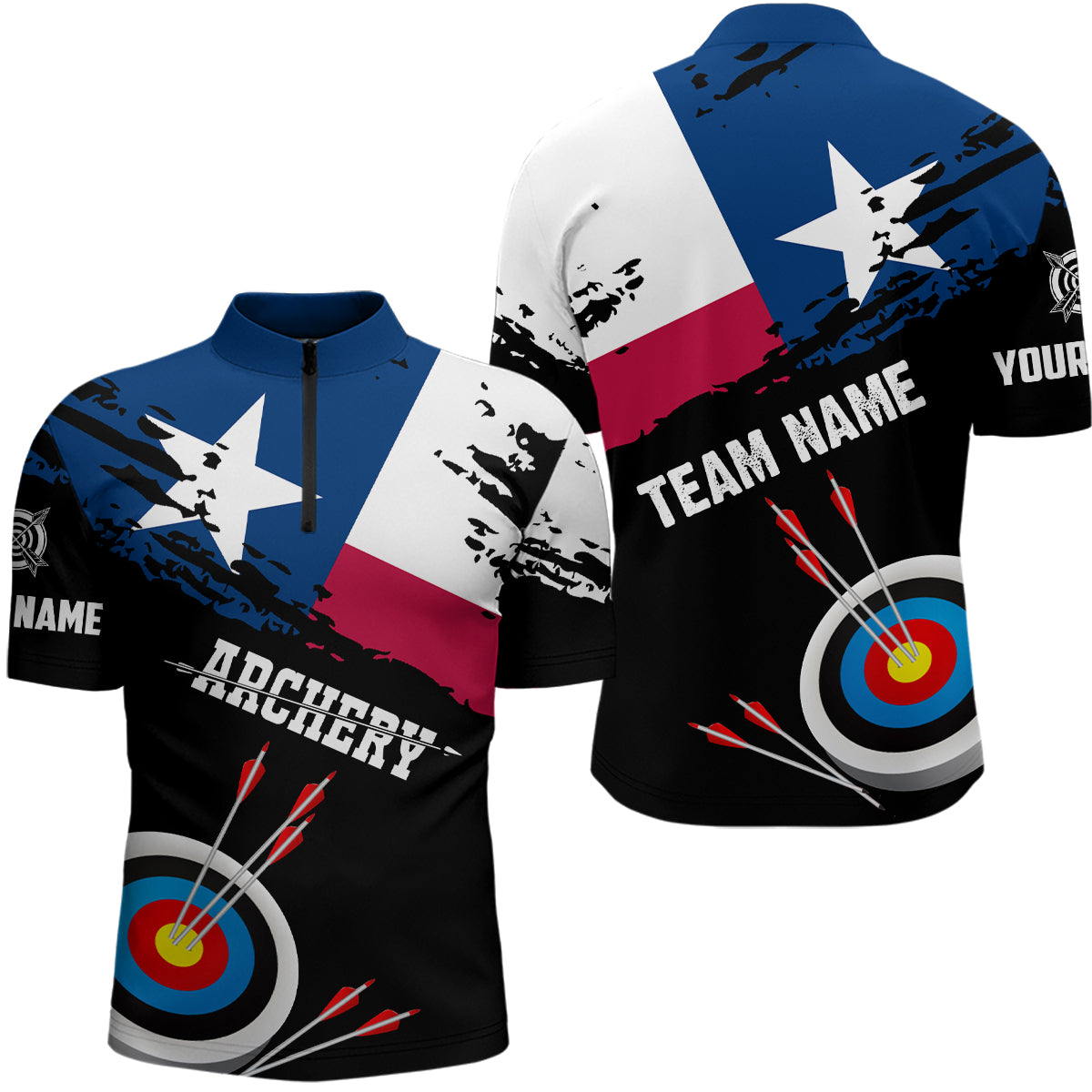 Customized Grunge Texas Archery Men Quarter-Zip Shirts, Best Texas Flag Shirts For Archers TDM0937