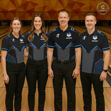 Load image into Gallery viewer, Personalized Bowling Jersey For Men Custom Black And Blue Bowling Team Shirt Polo &amp; 1/4 Zip TDM6117