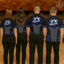 Load image into Gallery viewer, Personalized Bowling Jersey For Men Custom Black And Blue Bowling Team Shirt Polo &amp; 1/4 Zip TDM6117