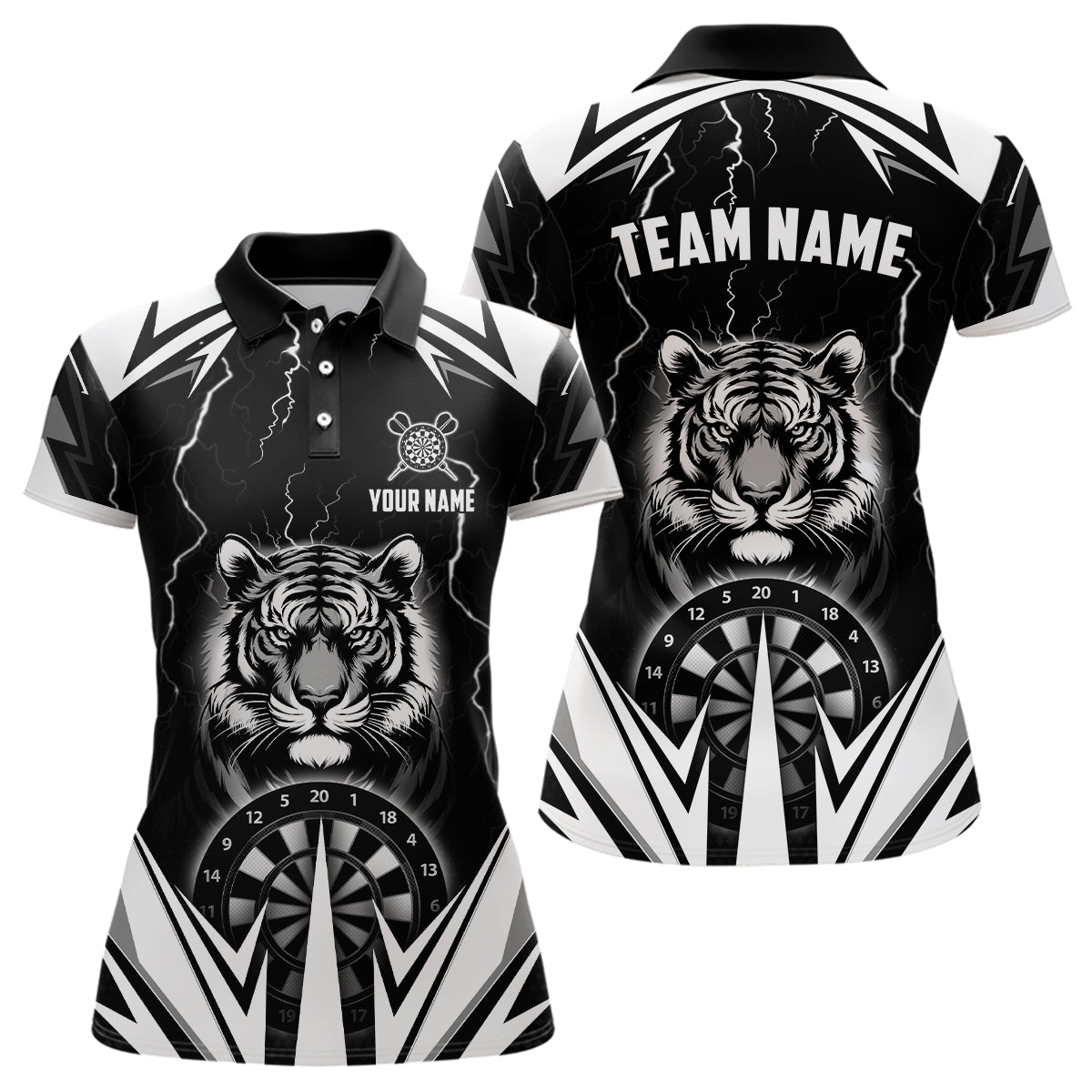 Personalized Tiger 3D Printed Darts Shirts For Women Custom Thunder Lightning Black Darts Jersey TDM2780