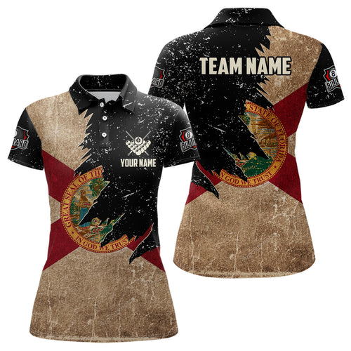 Personalized Retro Florida Flag Billiard Women Pool Shirts Custom Patriotic Billiard Jerseys Uniform TDM2064