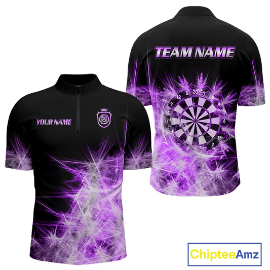Purple Icy Light Mens Darts Polo & Quarter Zip Shirts Custom Dart Shirts For Team Darts Jerseys TDM5254
