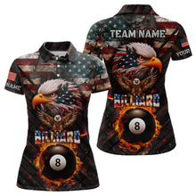 Load image into Gallery viewer, American Flag 8 Ball Pool Fire Custom Eagle Billiard Shirts For Women, Patriotic Billiard Team Jersey TDM3262