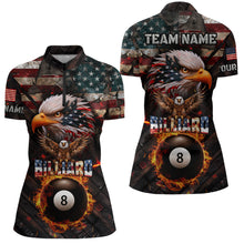 Load image into Gallery viewer, American Flag 8 Ball Pool Fire Custom Eagle Billiard Shirts For Women, Patriotic Billiard Team Jersey TDM3262